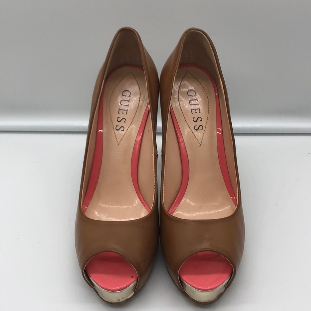 Nude Guess Platform Heels